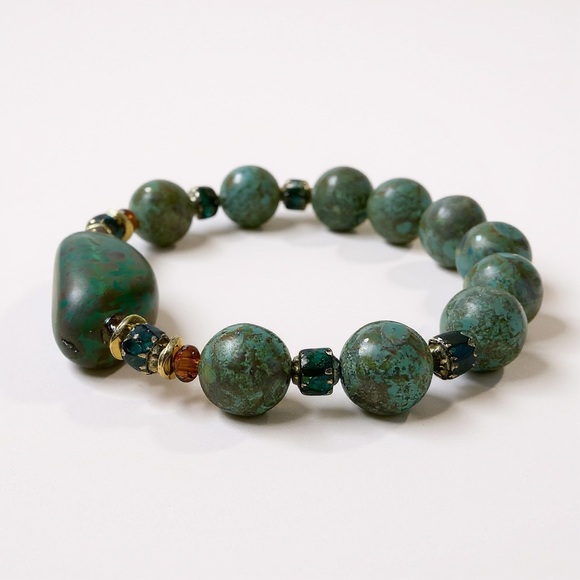 Handcrafted Czech Opal Picasso Stretch Bracelet - Picture 3 of 8
